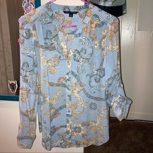 Blue and gold blouse
